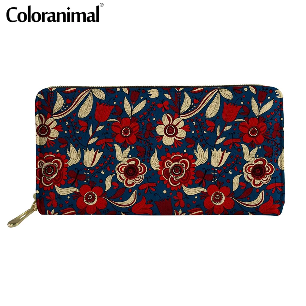 

Лидер продаж 2021, кошелек-клатч Coloranimal для женщин, красивый роскошный женский кошелек с Африканским цветочным принтом, держатель для кредитных карт из искусственной кожи