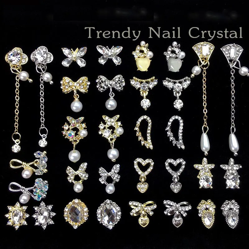 

20Pieces 3D Metal Zircon Nail Art Jewelry Japanese Decorations Top Quality Crystal Manicure Diamond Charms