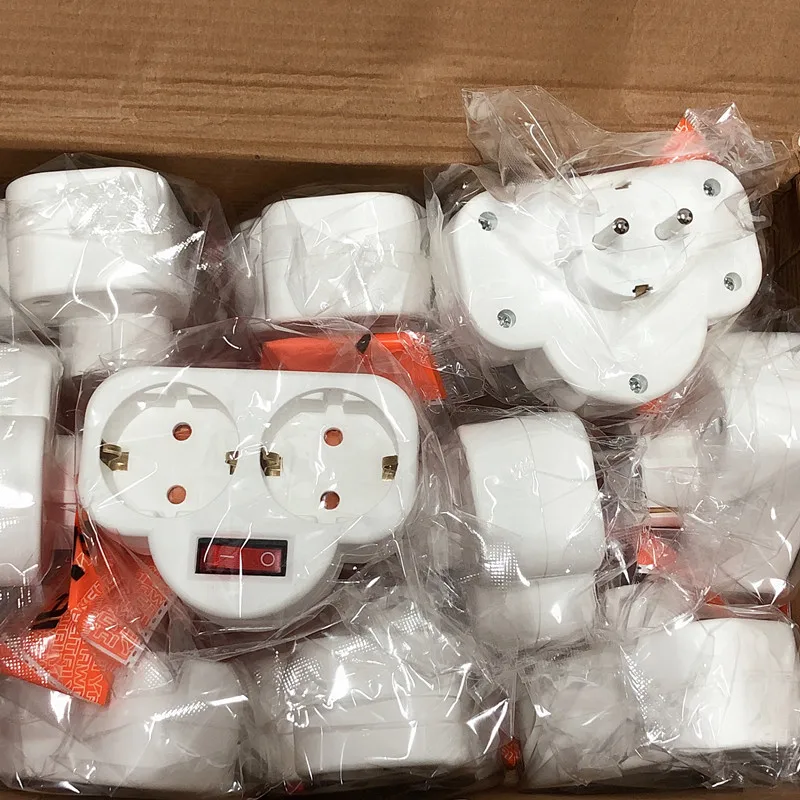 Plug Adapter European Type Conversion Plug 1 TO 2 Two Hole Way Socket Adapter EU Standard Power Adapter Socket 16A Travel Plugs with switch