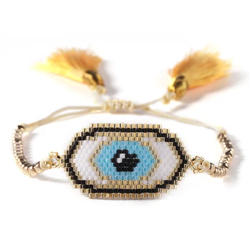 

ZHONGVI Turkish Evil Eye Bracelet For Women MIYUKI Beads Handmade Cuff Bracelets Fashion Woven tassel Loom Pulseras Mujer Moda