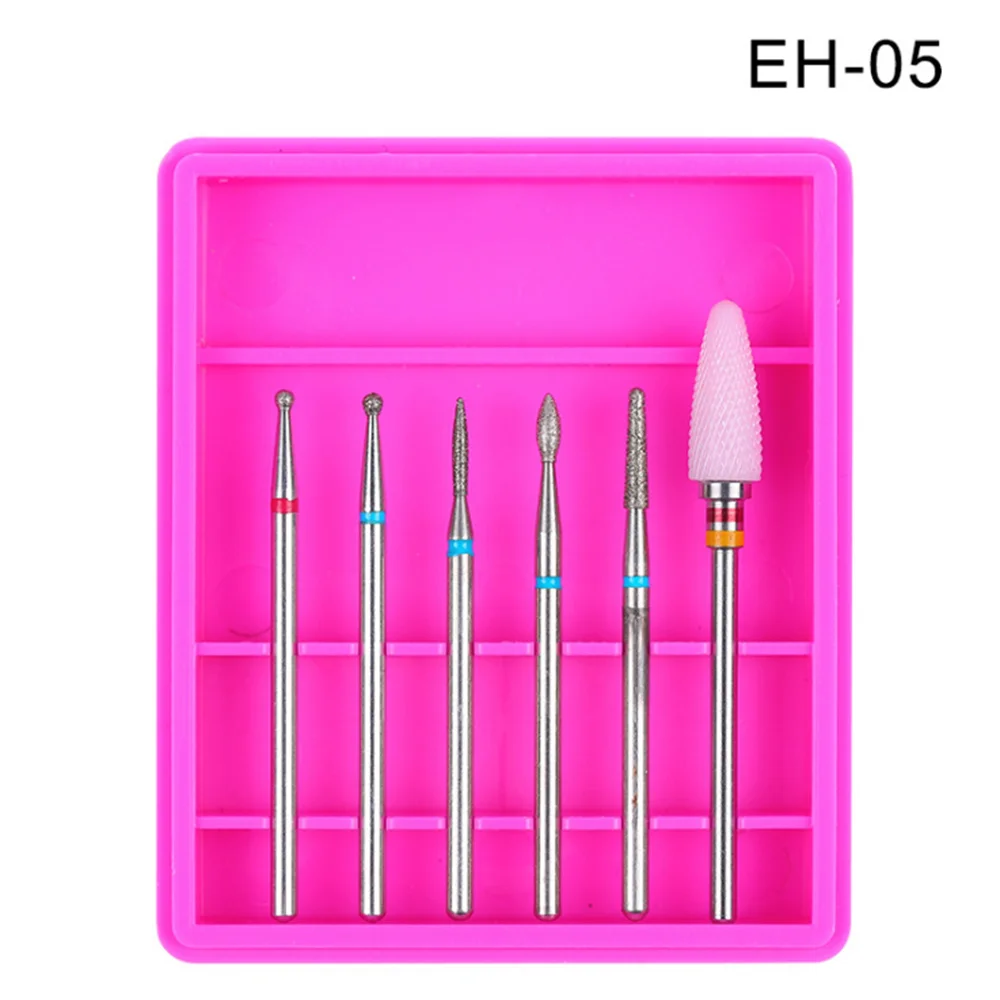 6 шт. керамические алмазные сверла для ногтей набор смешивания фрезы для Электрический маникюр ногтей машина аксессуар инструменты для дизайна ногтей педикюр - Цвет: EH05
