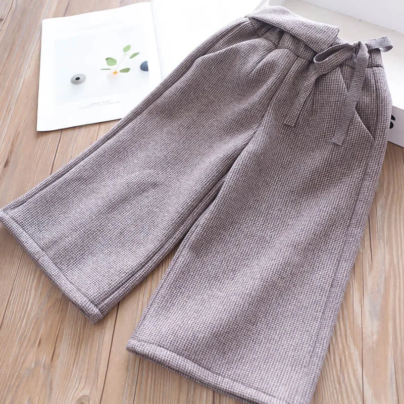 

328808 New Style Special Offer 1809 Autumn And Winter 2-Color Girls Lace-up Plaid Woolen Cloth Loose Pants Crawler Childrenswear