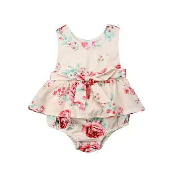 

0-24M Lovely Summer Newborn Baby Girl Summer Flower Ruffle Bodysuit Sleeveless Ruffle Jumpsuit Outfits Cute Sunsuit