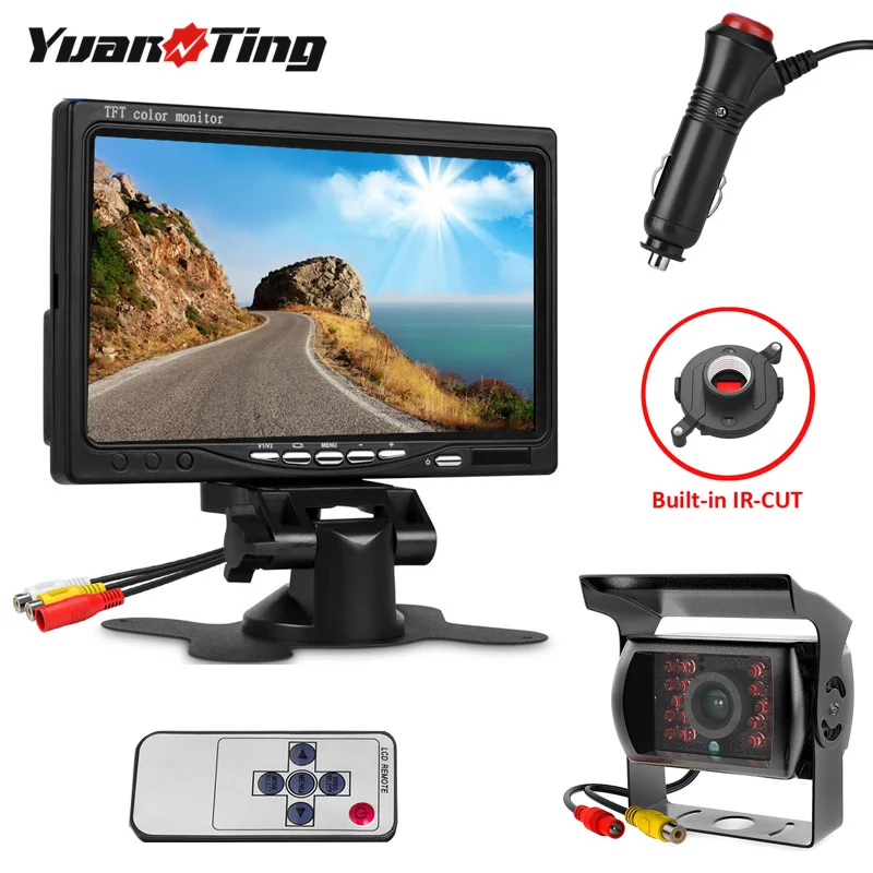 YuanTing Upgrade Backup HD IP68 Waterproof Night Vision Reversing Rear View Camera 7’’ LCD Color Monitor 2 AV Input Car Screen |