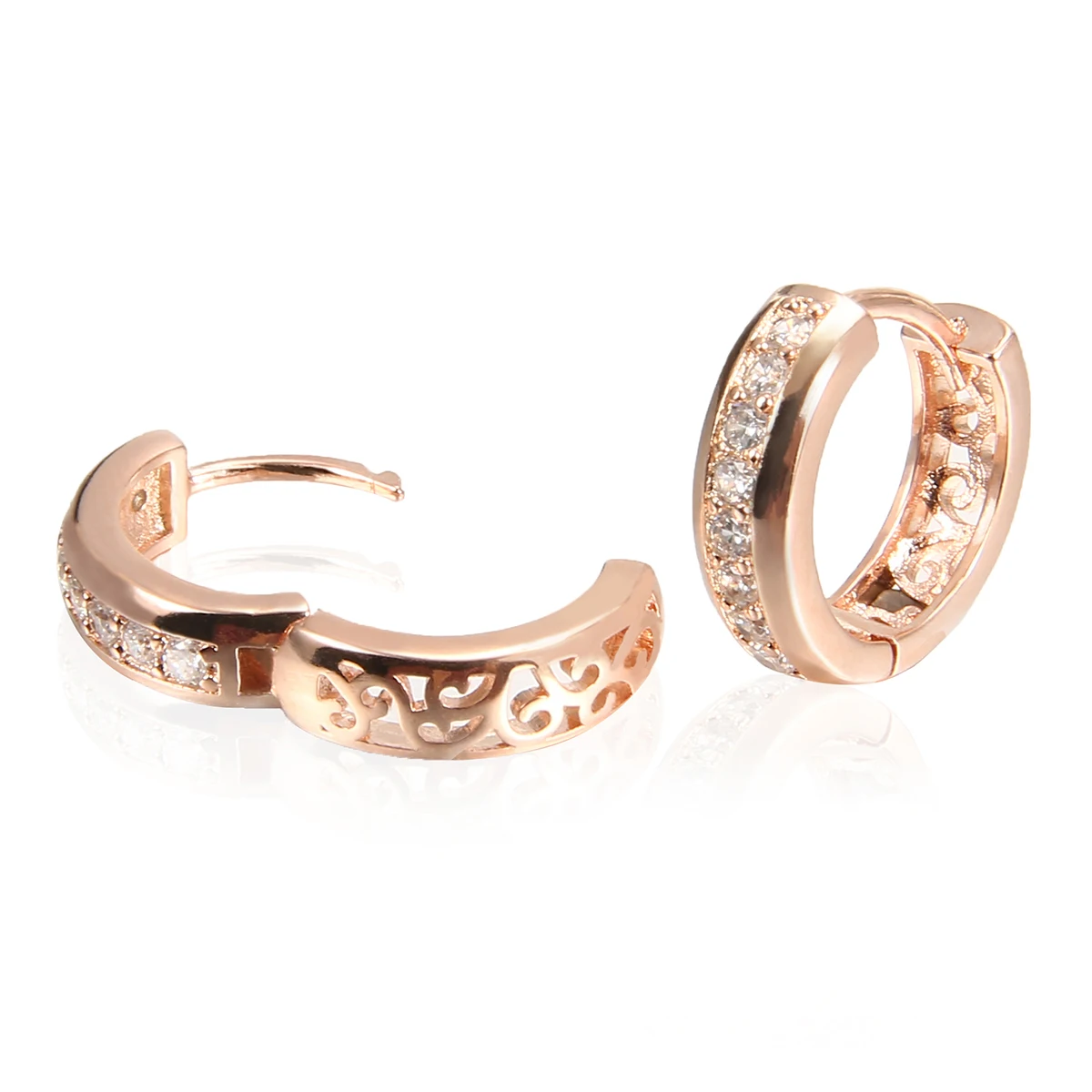 Trendy Rose Gold Color Circle Earrings Vintage Crystal Huggie Hoop Earring oorbellen  Women Jewelry boucle d'oreille Shellhard