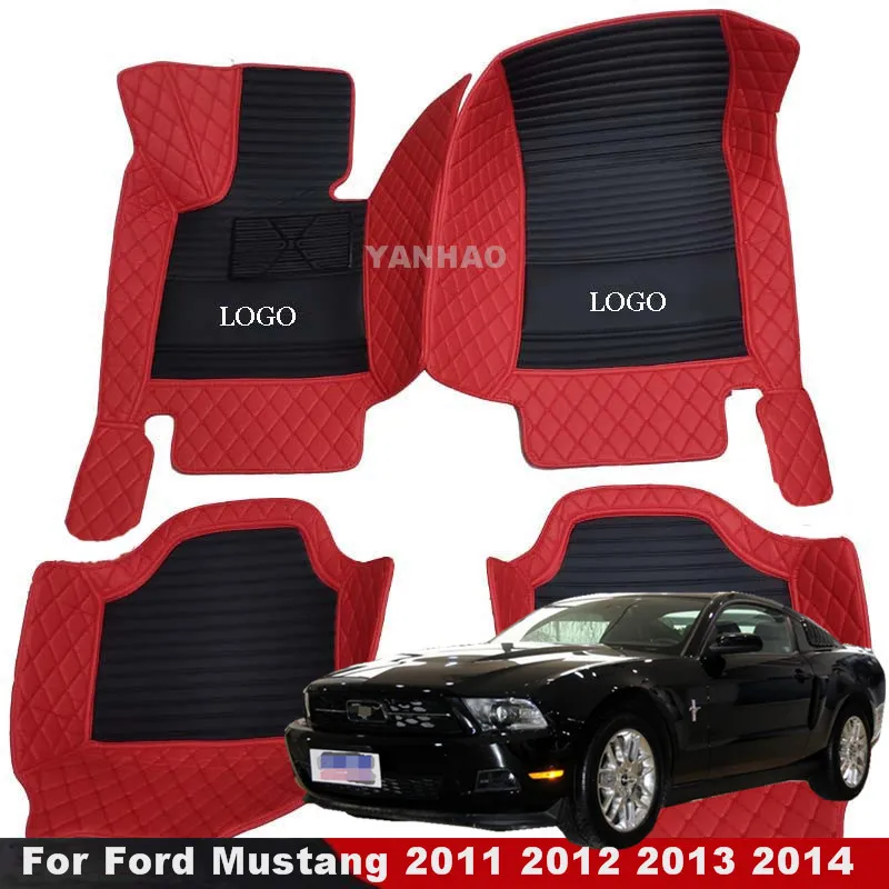 Tapis de Voiture Sol pour Ford MUSTANG 2013-2014 Noir-Jaune 4tlg. Velours  Neuf