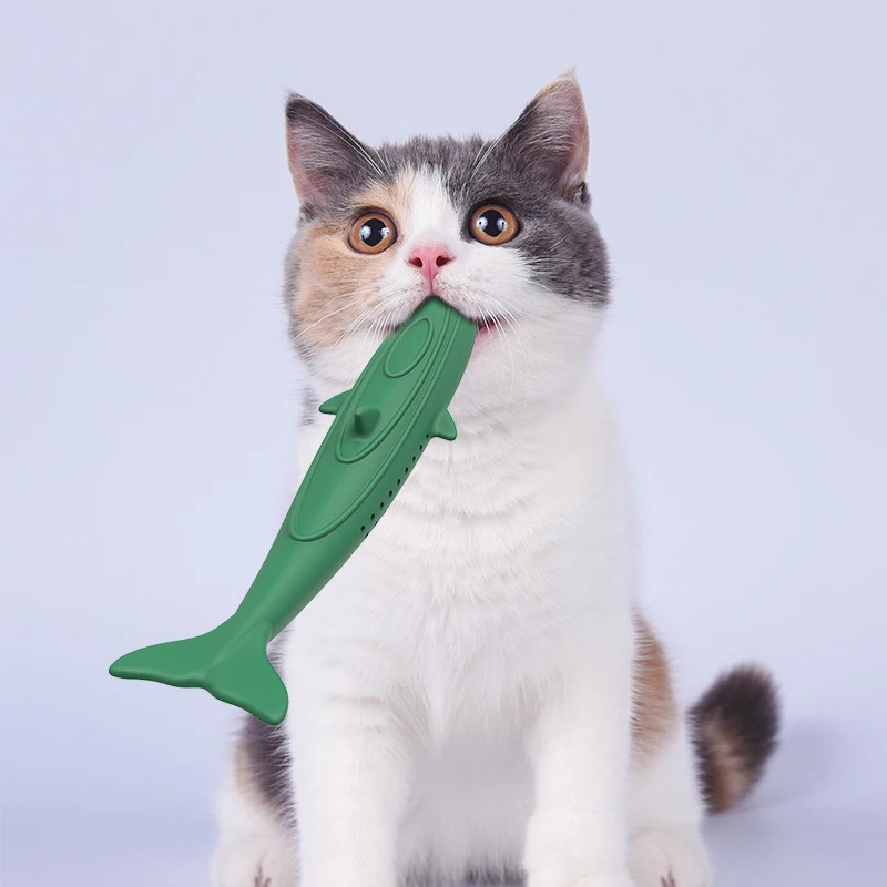 Rubber Fish Shape Pet Cat Chew ToysFor Small Funny Simulated Molar Stick Teeth Cleaning Toy Kitten Supplies | Дом и сад