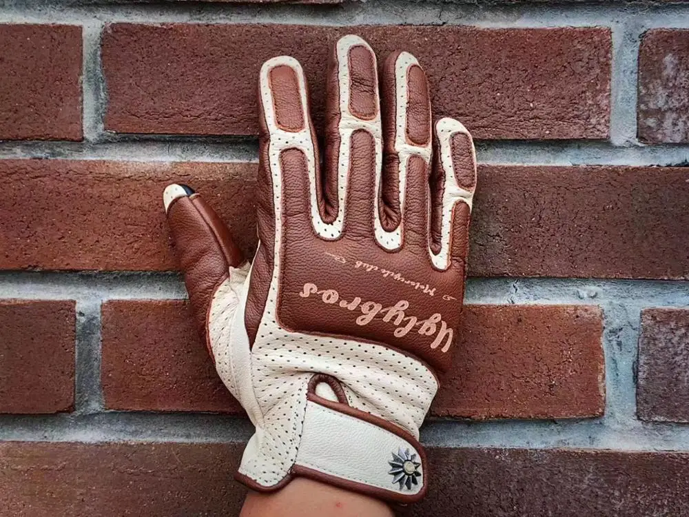 Men's Motorcycle Urban NeoRetro Vintage Leather Glove Touchscreen chrysanthemum button uglyBROS | Автомобили и мотоциклы