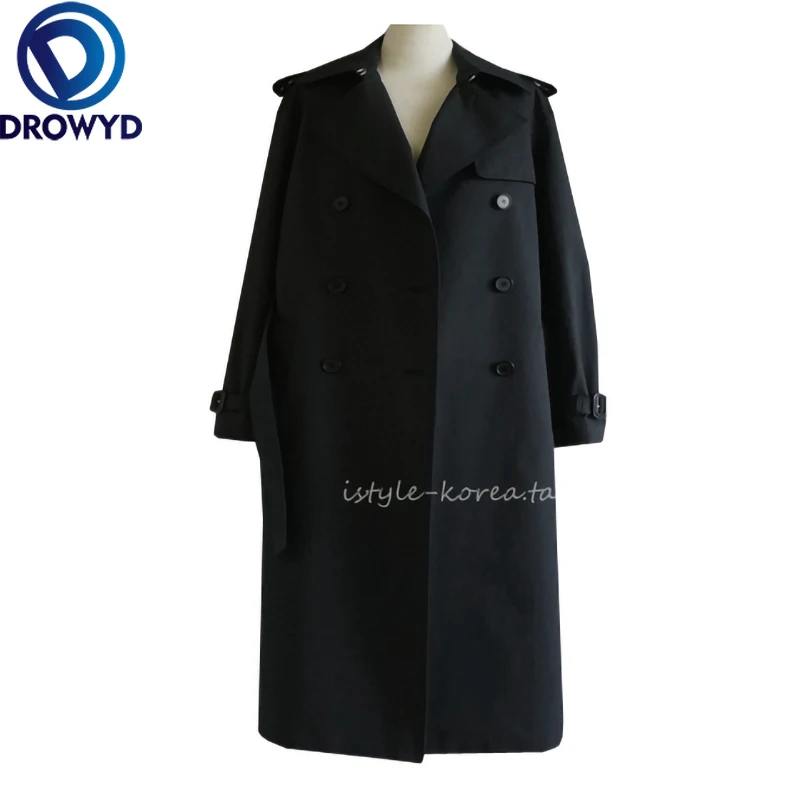 

Fashion 2020 Fall /Autumn Casual Double Breasted Simple Classic Long Trench Coat with Belt Chic Female Windbreaker X-Long Sashes