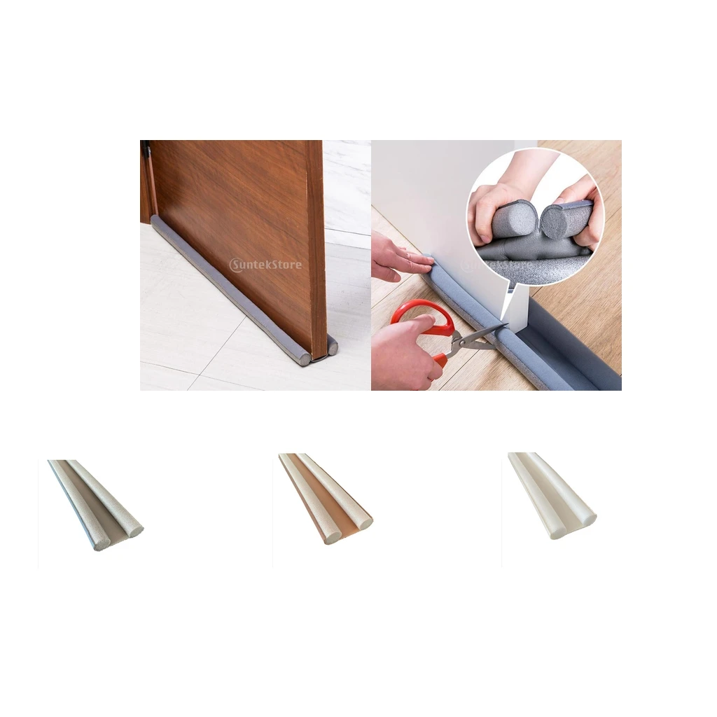 Flexible Door Seal Strip Draught Excluder Noise Reduction Dust Blocker Gray