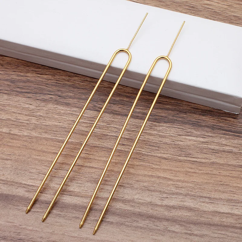 10pcs 130mm U 모양 헤어 포크 금속 황동 머리핀 40mm 바늘 헤어 스틱 기본 설정 보석 만들기위한