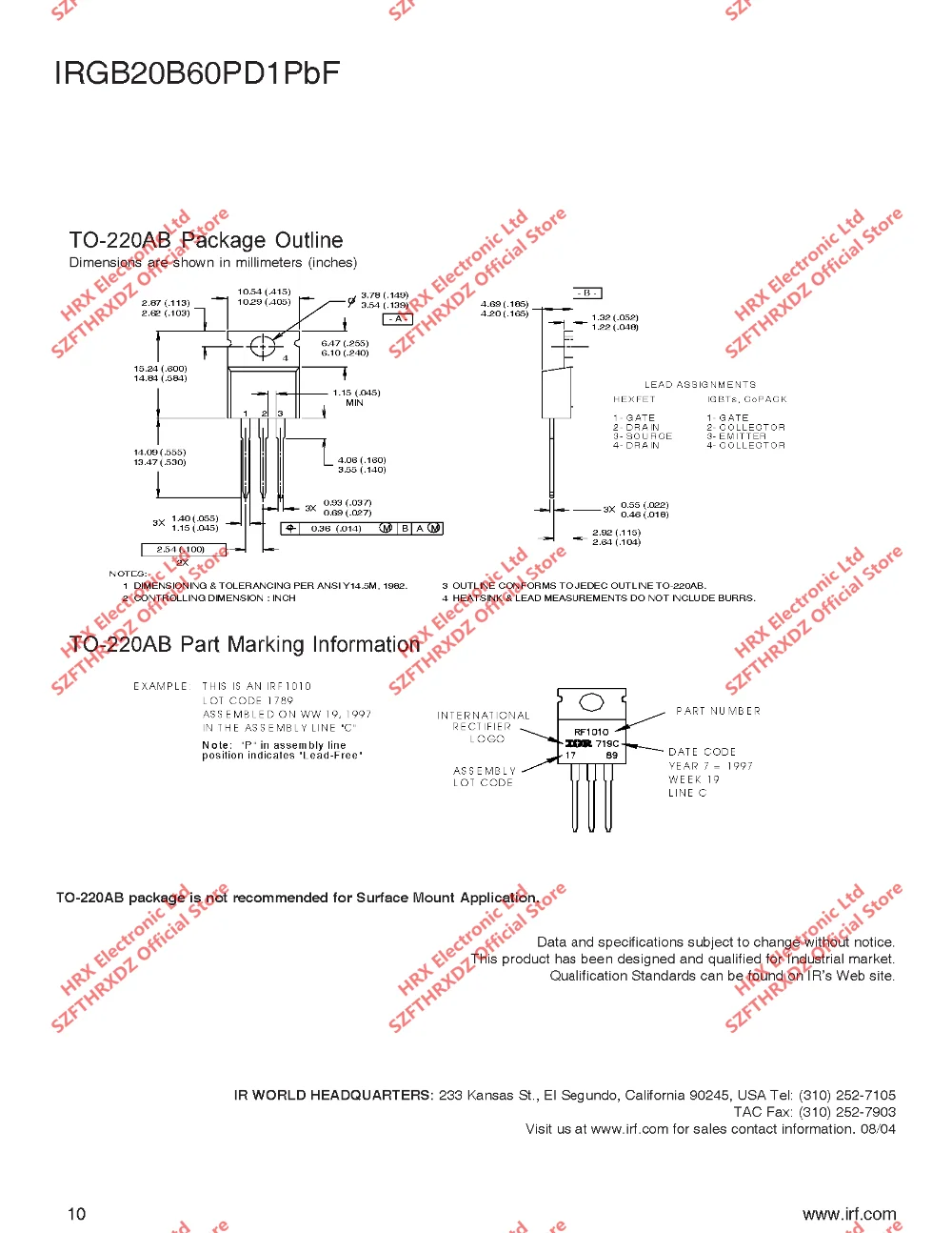 IRGB20B60PD1PBF GB20B60PD1-220 GB20B60PDI TO220 IGBT транзистор 600V 20A 50 шт./труба на солнечных батареях(10 шт