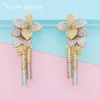 

Newness Luxury Flower Leaf EARRING AAA Cubic Zirconia Women Engagement Party Gift Earring Fashion Jewelry