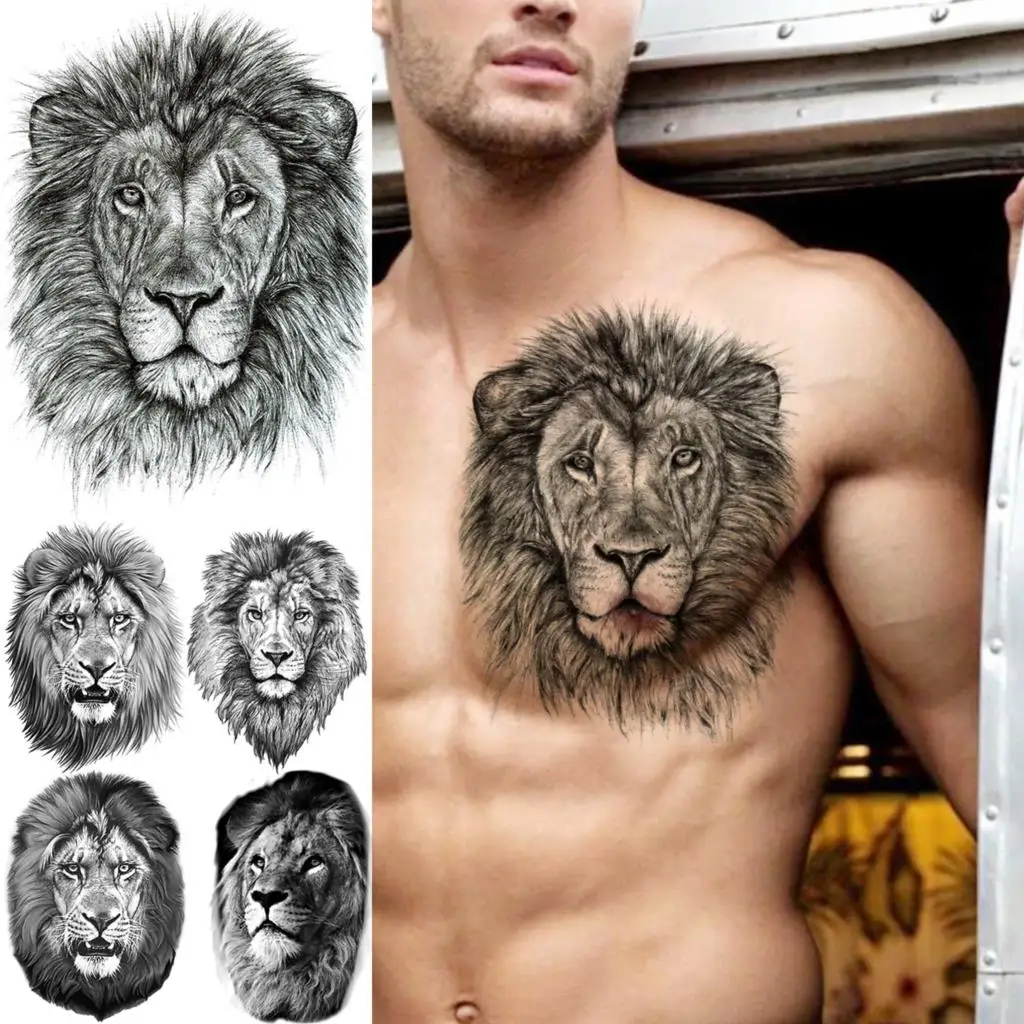 Lion Chest Tattoo For Men
