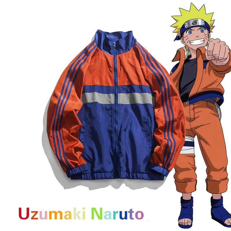 

Japanese Cartoon Anime NARUTO Periphery Coat Uzumaki Naruto Cosplay Props Hip Hop Zipper Reflective Jacket Baggy Coat Wind Coat
