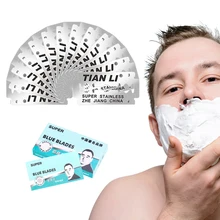 25 шт./лот, безопасная бритва для мужчин, супер волосы, синие лезвия для бритья, точилка, бритвенные лезвия, бритва, сменные мужские Т-образные головки