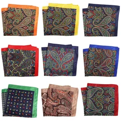 Mouchoir de poche pour hommes 33x33cm, carré Hanky grande taille imprimé Paisley Patchwork pied de poule, costume pour hommes fête de mariage 