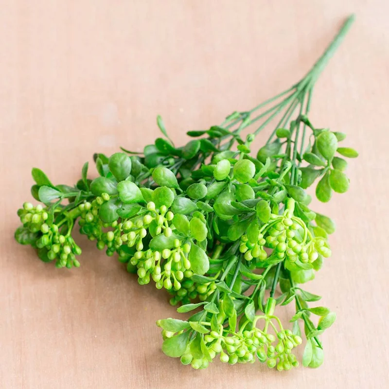 7 branches green artificial berry flowers bouquet artificial