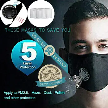 

PM2.5 Air Purifying Filter Face Masks with Breathing Valve Mouth Muffle Filter Washable Anti Dust Fog Respirators Filter Set