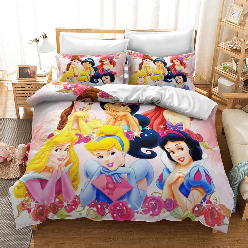 Parure de lit princesse Disney pour enfants, housse de couette et taie  d'oreiller, cheveux longs, blanc neige | AliExpress