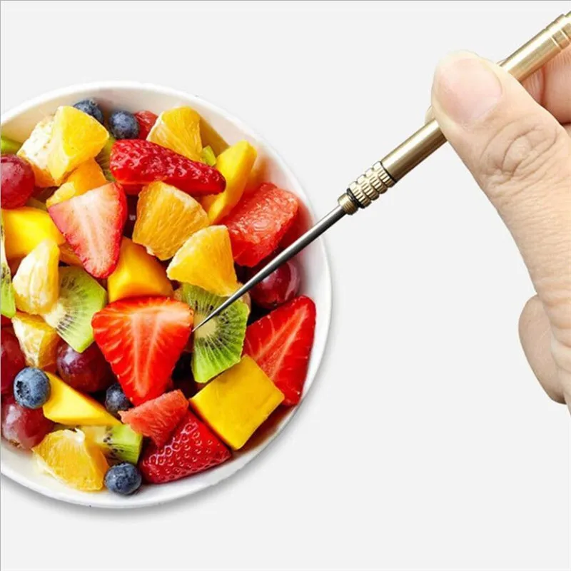 Titanium Alloy Toothpick Brass Creative Combination Stainless Steel Portable Fruit