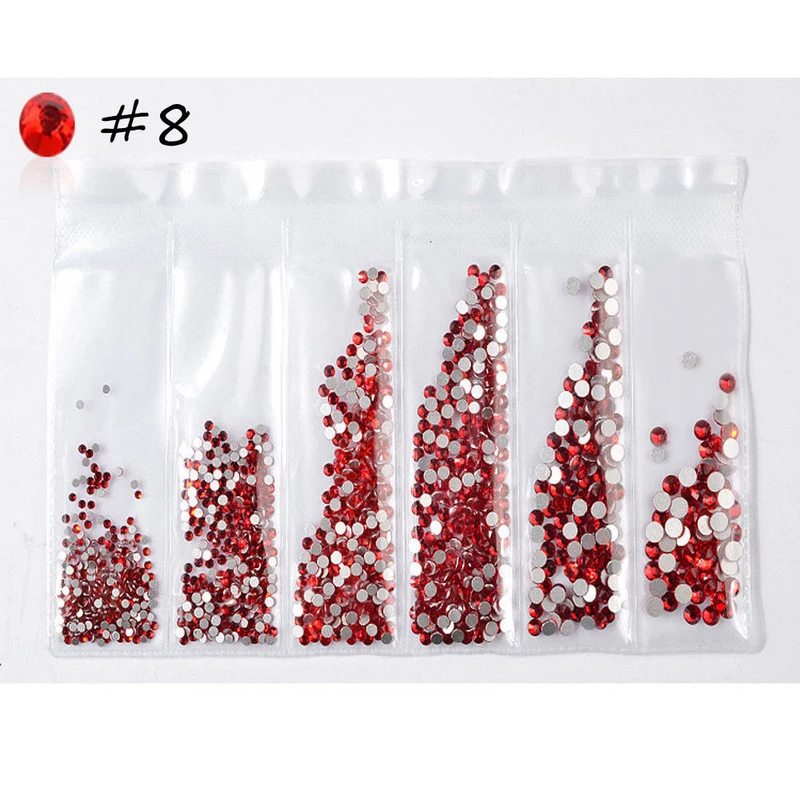 1 Bag Multi-size Glass Nail Rhinestones For Nails Art Decorations Crystals Strass Charms Partition Mixed Size Rhinestone - Цвет: 8