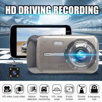

4 Inch 1080P Car DVR Full HD Vehicle Camera 170 Degree Wide Angle Dual Lens With Rearview Mirror Dash Video Recorder Camcorder