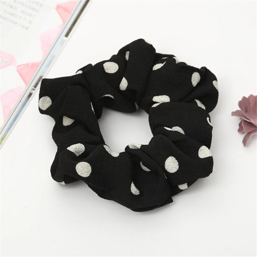 2019 Women Dot Plaid Scrunchies Women Elastic Hair Ties Soft Elegant Ponytail Headband Solid Headwear Accessories 829