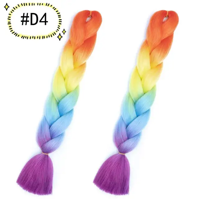 Jumbo Braiding Hair Extensions Kanekalon Braiding Hair 24 Inch Ombre Multiple Tone Colored Synthetic Hair for Women D4