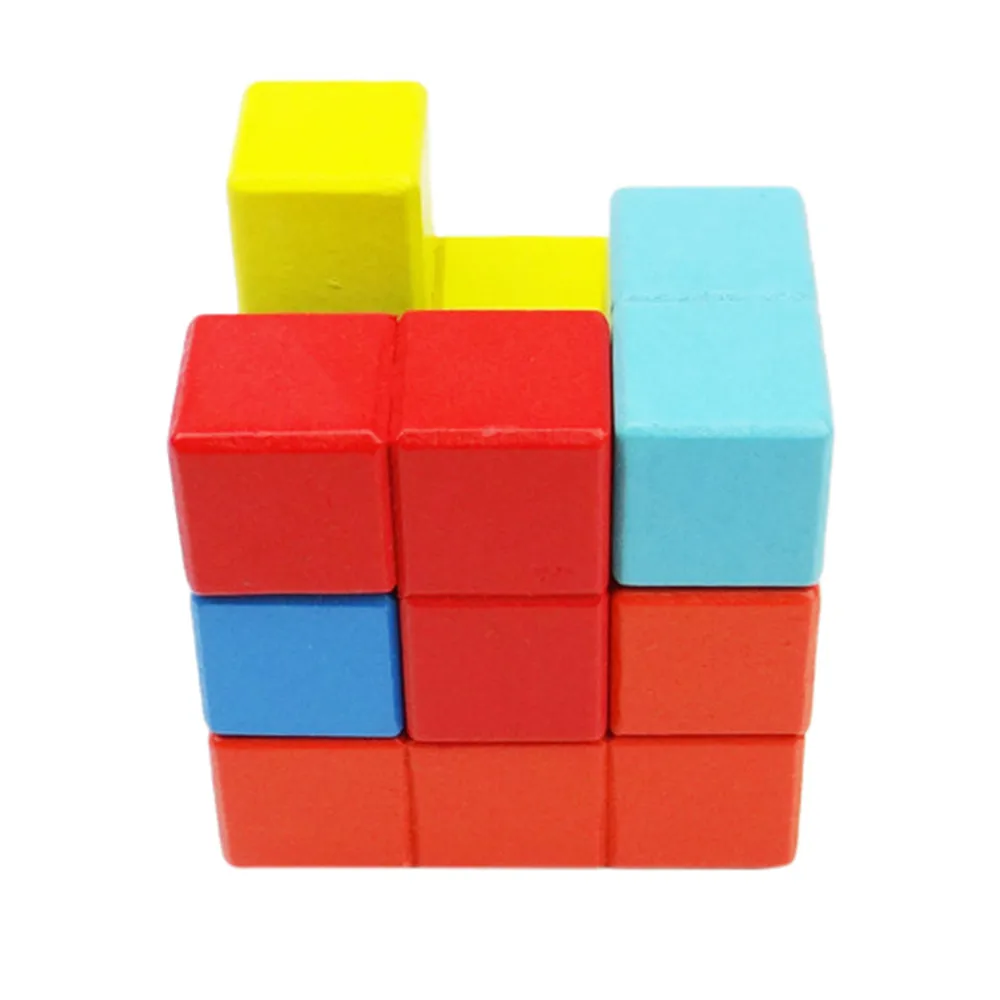 Wooden Brain Teaser Puzzle Cube Pieces Creative Educational Toy Baby Kids Puzzle Toy Parent-child Interactive Game #B