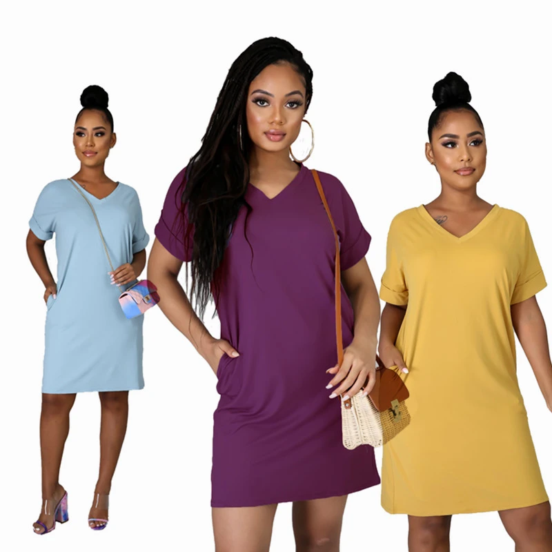 Plain short sleeve dress Clearance