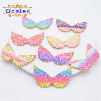 

36Pcs/lot Glitter Rainbow Angel Wing Padded Patches Decoration Fairy Wing DIY Crafts Appliques DIY Bow Sequin Patches Scrapbook
