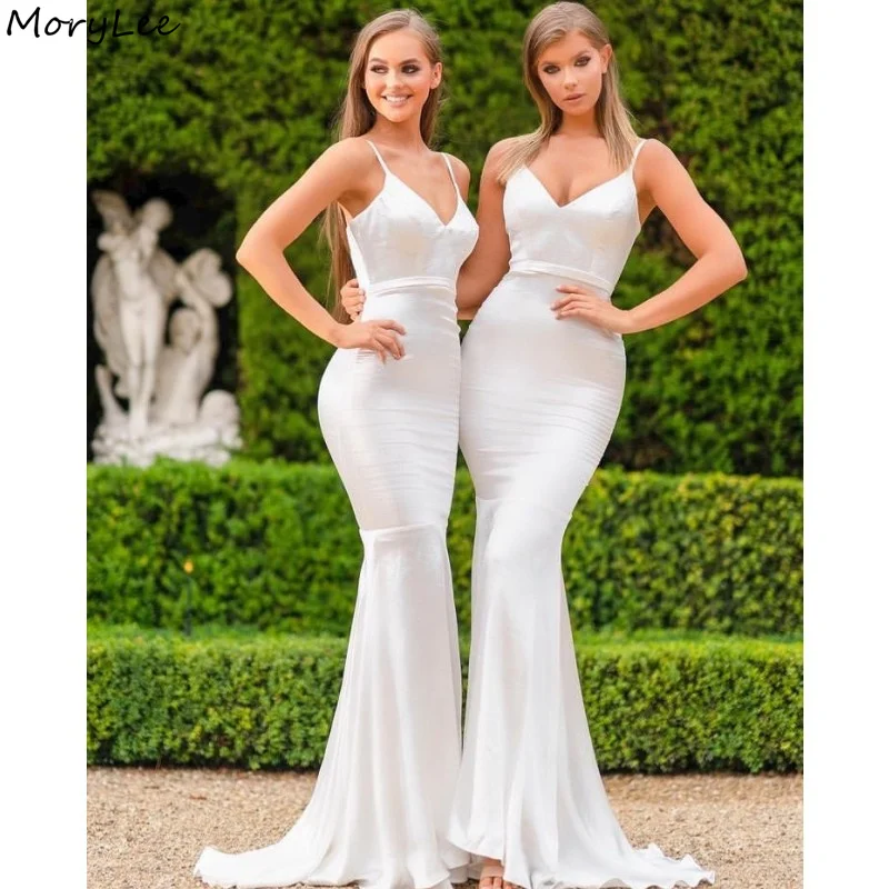 

Sexy Bridesmaid Dresses Spaghetti Sleeveless Floor Length Mermaid Bridesmaid Dresses Silk Satin Wedding Party Bridesmaid Gowns