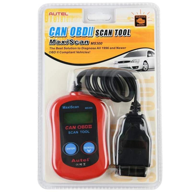 Read/ Erase Fault Codes Autel MaxiScan MS300 OBD2 Scanner Code Reader Check Emission Monitor Status Diagnostic Scan Tool Turn Off Check Engine Light 