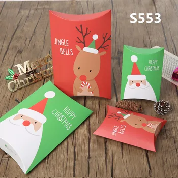 

10pcs/set Christmas Candy Box Paper Christmas Candy Gift Box Wholesale Christmas Packing Pillow Box for Candy