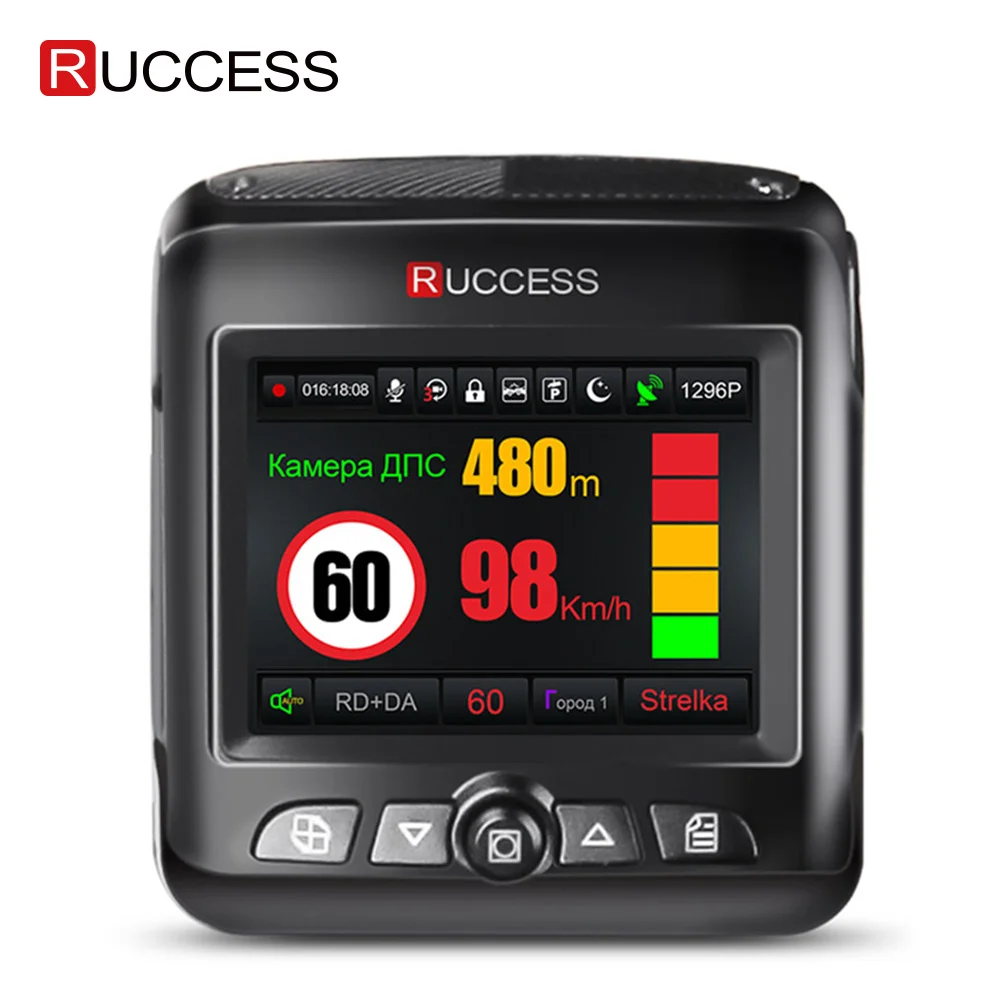 Ruccess Автомобильный видеорегистратор радар детектор GPS 3 в 1 Full HD 1296P 1080P видеокамера