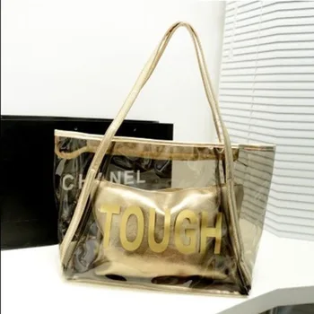 

2020 Summer Women's New Korean Transparent Beach Bag Jelly Crystal Bag Shoulder Bag
