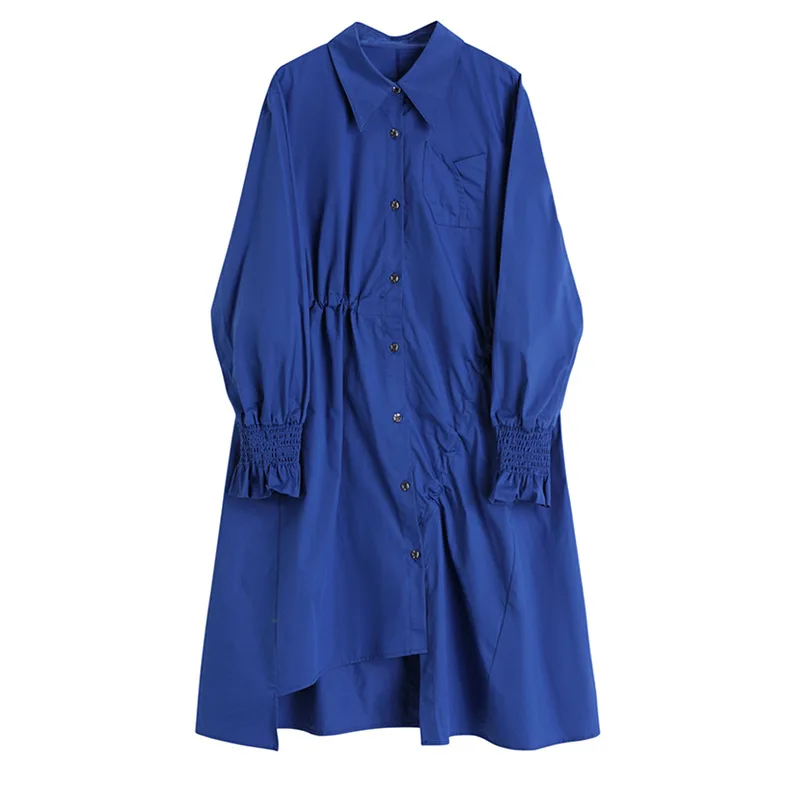 Autumn Winter Woman's Slim Dress For Women Spring Ladies Loose Shirt Dresses Women's Temperament Blue Harajuku Dress