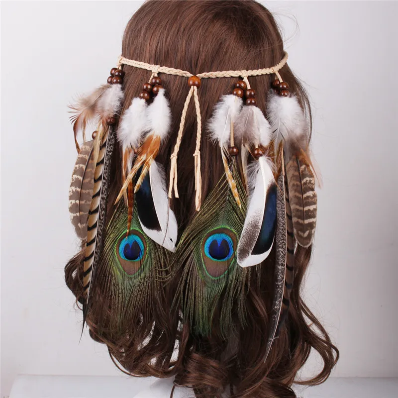 Bohemian Style Indian Feather Headband 