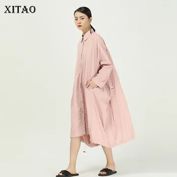 

XITAO Spring 2020 Streetwear Trench Coat for Women Handsome Pink Plus Size Irregular Windbreaker Trend Black Long Top XJ3752