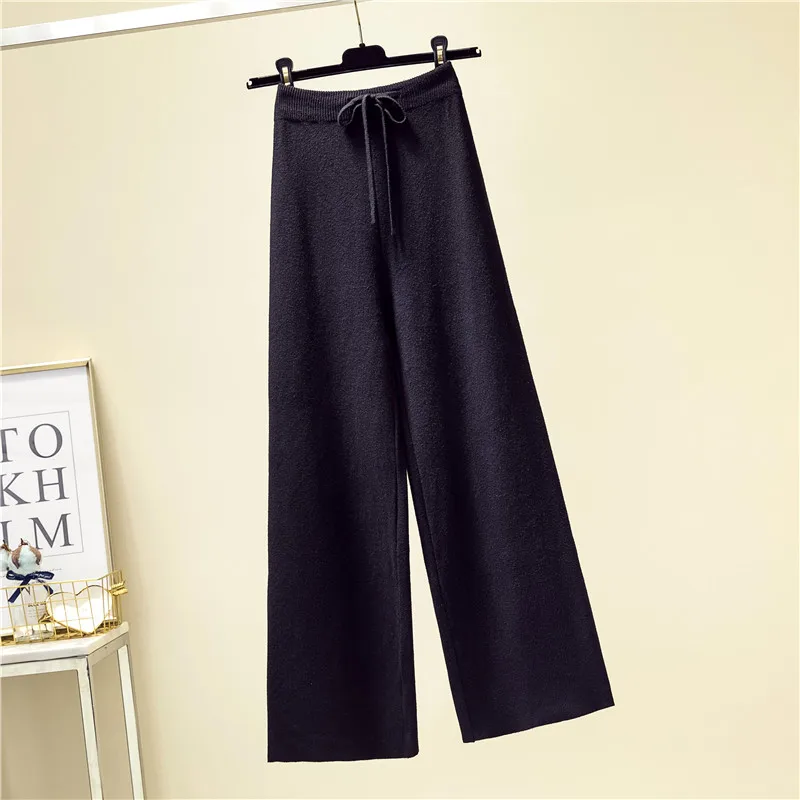 Свободный жакет толстый Pantalon Femme Повседневное Высокая Талия Chic уличной вязаные брюки для женщин; Большие размеры широкие Для женщин брюки Harajuk