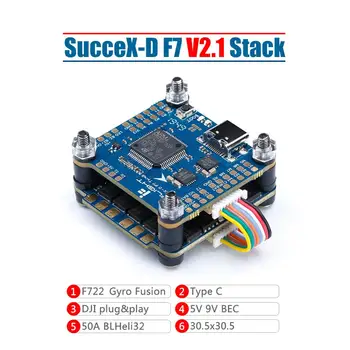 

iFlight SucceX-D F7 TwinG Stack with SucceX-D F7 TwinG V2.1 FC/SucceX 50A 2-6S BLHeli_32 4 in 1 ESC for DJI Air Unit FPV system