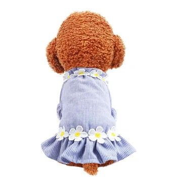 

Cute Stripe Dog Dress Tutu Skirt Summer Dog Female Girl Puppy Hoodie Shirt Clothes Costume For Yorkie Chihuahua