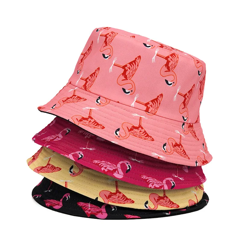 

2021 Luxury Flamingo Print Men Women Bucket Hat Summer Hip Hop Gorros Fishing Fisherman Hat Panama Cap