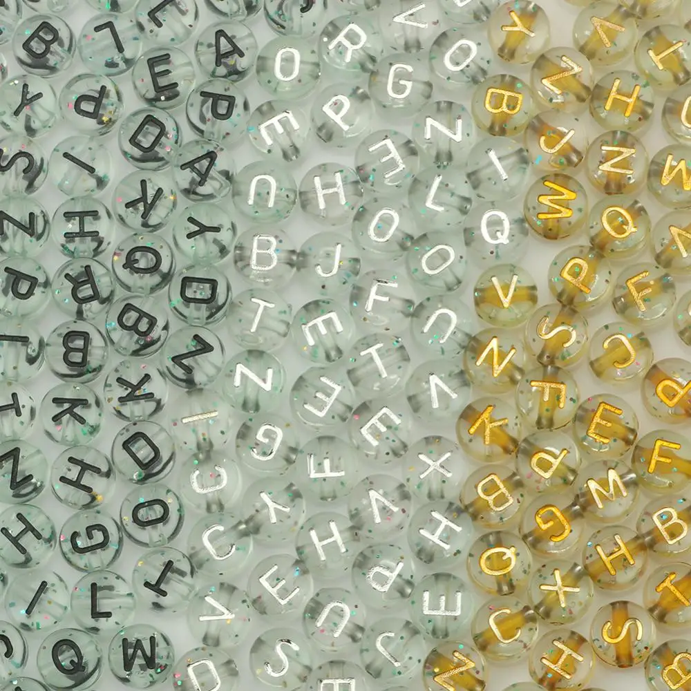 100/200/300/500pc Mixed Gold Letter Acrylic Beads Round Flat Alphabet Beads  For Jewelry Making Handmade Diy Bracelet Necklace - Beads - AliExpress