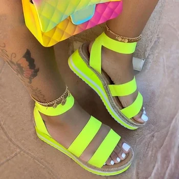 

Sandal's Women Wedges Platform Candy Color Ladies Hemp Shoes Ladies Summer Casual Slip On Strap Cross Cool Girls For Sharri