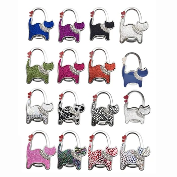 

VJ Fashion Cat Bag Hanger Crystal Cute Animal Handbag Hook Colorful Table Hook Bag Table Holder Gifts For Women
