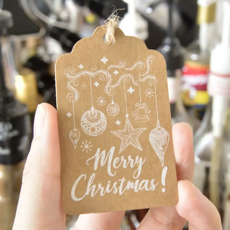 30 шт крафт-бумажные открытки Рождественские бирки украшение-подвеска без веревки DIY ремесло упаковка для рождественских подарков этикетки рождественские вечерние поставки