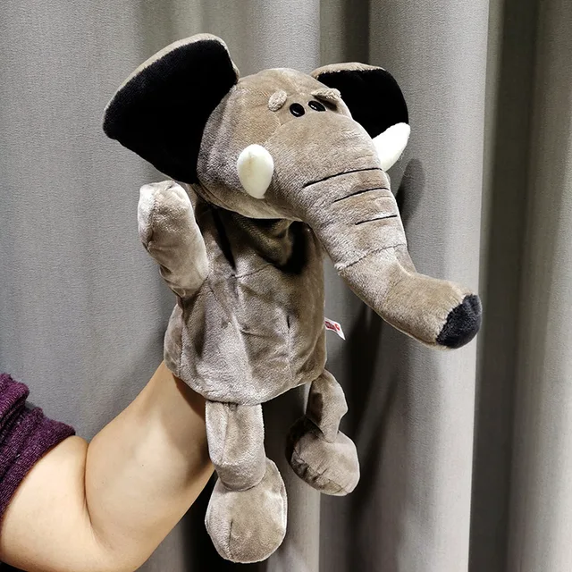 30cm Legged Animal Hand Puppet Plush Toys Wolf Lion Panda Raccoon Hand Puppets Educational Story Doll Toy for Children Kid Elephant