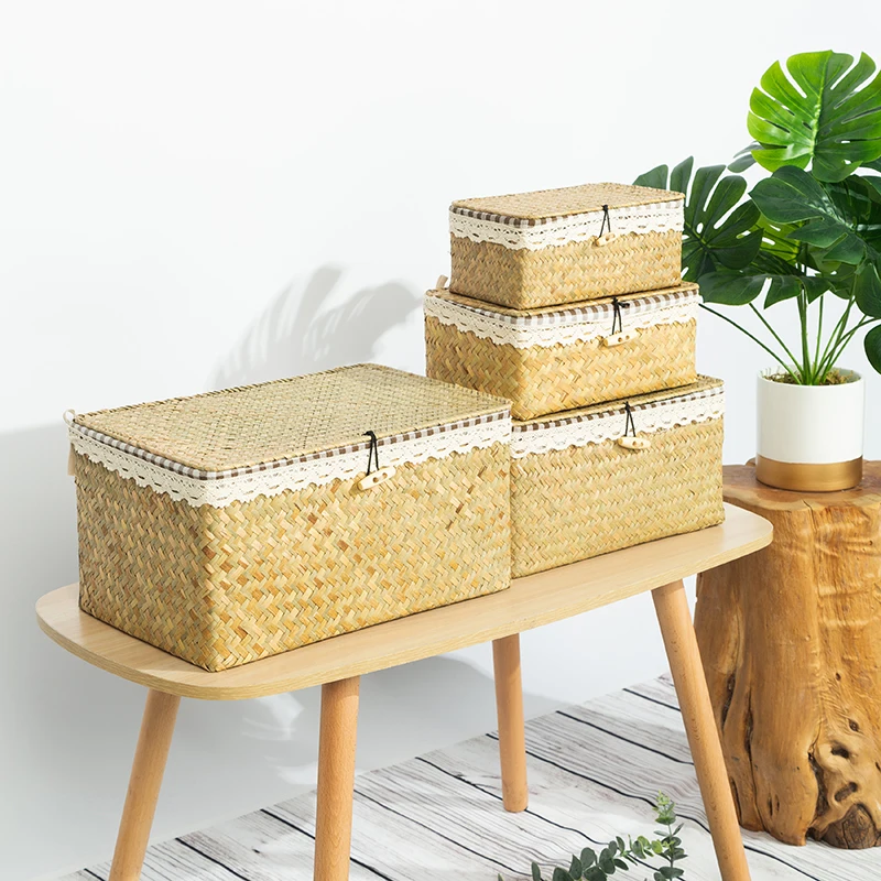 PANIER DE PIQUE-NIQUE en osier rustique avec couvercle et poignée pour